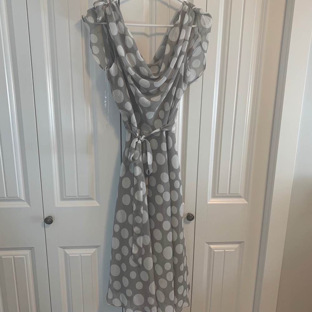 Polka dot lined midi dress